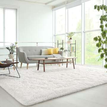 HOMORE Cream White Rugs for Bedroom, 4x6 Feet Fluffy Area Rugs for Kids Bedroom Playroom, Modern Sha...