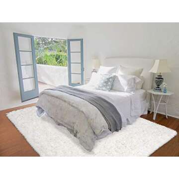 HOMORE Cream White Rugs for Bedroom, 4x6 Feet Fluffy Area Rugs for Kids Bedroom Playroom, Modern Shag Faux Fur Rugs for Living Room, Cute Dorm Rug Carpets for Kids Nursery Girls Room Decor, Ivory