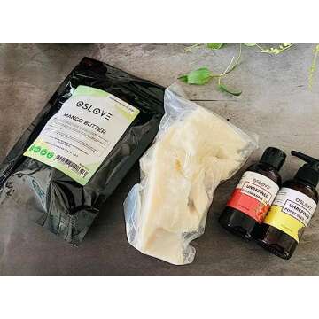 Oslove Organics Mango Butter 1 LB Pure, Natural, Hand -packed, Fresh & Fluffy in DIY mixes | Obtained from Mango seeds | Use for DIY leave in conditioner, Salves, Body Butter, Lotions & Soaps