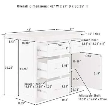 Crosley Faux Marble Top Kitchen Island for Modern Homes
