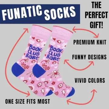 FUNATIC Book Club Babe Socks About Reading | Bookworm Gift Idea with Funny Saying for Bookish Women ...
