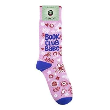 FUNATIC Book Club Babe Socks About Reading | Bookworm Gift Idea with Funny Saying for Bookish Women Who Love to Read | Literary Related Apparel Adult Teen Present | Quirky Librarian Party Accessories
