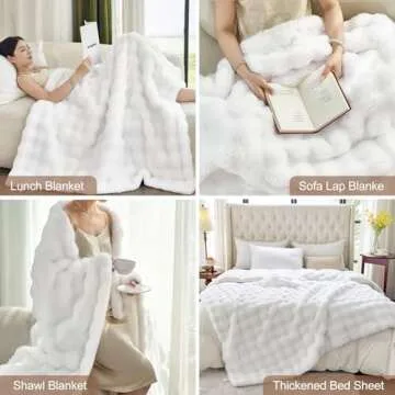 Moenchy Faux Fur Thick Throw Blanket for Living Room