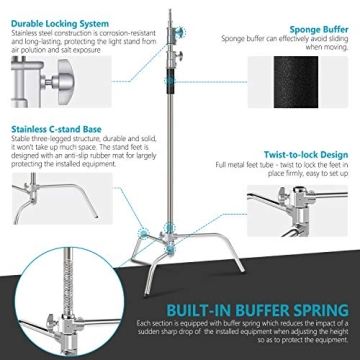 Neewer 10ft Adjustable C-Stand with Boom Arm for Photography