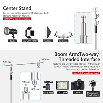 Neewer 10ft Adjustable C-Stand with Boom Arm for Photography