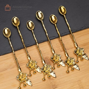 Elegant Ottoman Motif Tea Spoons Set of 6 Gold