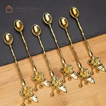 Elegant Ottoman Motif Tea Spoons Set of 6 Gold