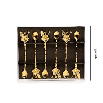 Elegant Ottoman Motif Tea Spoons Set of 6 Gold