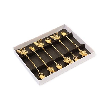 Elegant Ottoman Motif Tea Spoons Set of 6 Gold