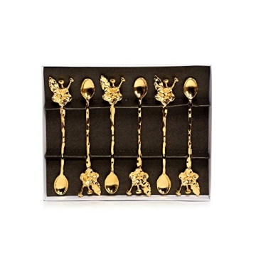 Elegant Ottoman Motif Tea Spoons Set of 6 Gold