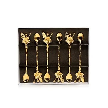 Elegant Ottoman Motif Tea Spoons Set of 6 Gold
