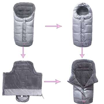 Anti-Kick Winter Waterproof Cozy Warmer Baby Footmuff for Strollers, Joggers, Adjustable Strap Posit...