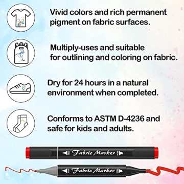 Shuttle Art Fabric Markers - 40 Colors, Dual Tip for Art
