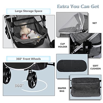 Kinder King 2 in 1 Baby Stroller - Stylish & Convertible