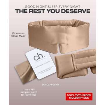 SUNDAYSILKS™ | Adjustable Silk Sleep Mask for Side Sleeper | Cloud-Like Comfort, Weighted for Deep Sleep | Soft Sleep Face Mask for Women & Men, Full Blackout, Cooling Silk Eye Mask for Sleeping