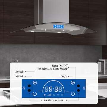 FIREGAS 36 Inch Island Range Hood with 700 CFM Power