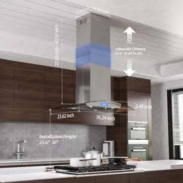 FIREGAS 36 Inch Island Range Hood with 700 CFM Power