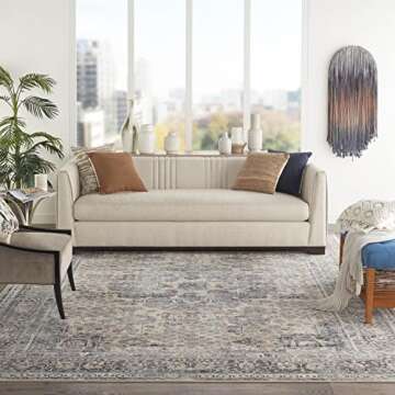 Nourison Concerto Persian Beige/Grey 6'7" x 9'6" Area -Rug, Easy -Cleaning, Non Shedding, Bed Room, Living Room, Dining Room, Kitchen (6x9)