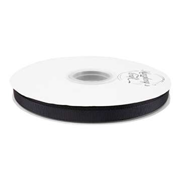 Humphrey's Craft 3/8 Inch Black Grosgrain Ribbon - 50 Yards Variety of Color and Size for Crafts DIY Gift Wrapping Making Hair Bows Decoration Wedding Scrapbooking.