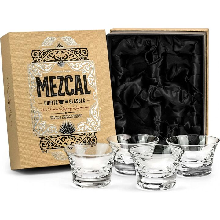 Elegant Crystal Mezcal and Tequila Glasses Set of 4