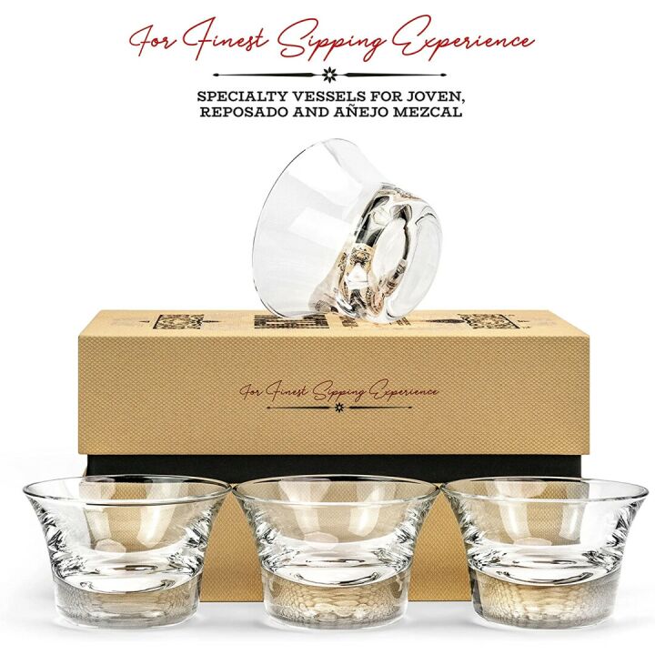 Elegant Crystal Mezcal and Tequila Glasses Set of 4