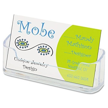 Deflecto Business Card Holder, Single Compartment, 3-3/4"W x 1-7/8"H x 1-3/8"D, Clear (70101)