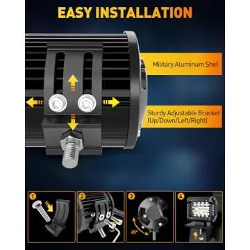 NAOEVO 12 Inch LED Light Bar and 4PCS 4 Inch LED Pod Lights, 54000LM LED Fog/Driving/Off Road Lights, Triple Row Spot Flood Combo LED Light Bar for Truck Car UTV ATV Boat, 1 Year Warranty