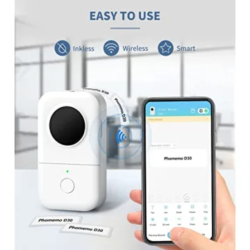 Phomemo D30 Label Maker, Bluetooth Wireless Mini Pocket Smartphone Label Maker Machine, Direct Thermal Printer Rechargeable Labeler for Home Office Labeler, Works with Tablet, Phones