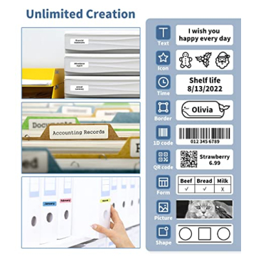 Phomemo D30 Label Maker, Bluetooth Wireless Mini Pocket Smartphone Label Maker Machine, Direct Thermal Printer Rechargeable Labeler for Home Office Labeler, Works with Tablet, Phones