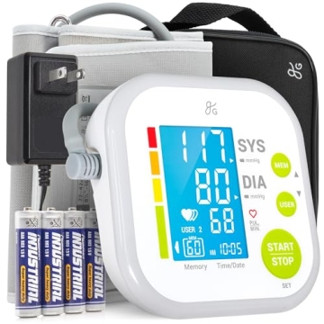 Greater Goods Blood Pressure Monitor - Complete BP Machine Kit with Wall Adapter and Premium Comfort...