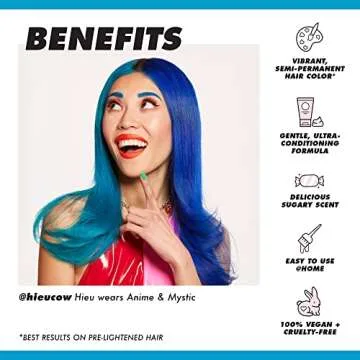 Lime Crime Unicorn Hair Dye Full Coverage, Anime (Candy Blue) - Vegan and Cruelty Free Semi-Permanent Hair Color Conditions & Moisturizes - Temporary Blue Hair Dye With Sugary Citrus Vanilla Scent