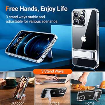 TORRAS MoonClimber for iPhone 13 Pro Max Case, [3 Stand Ways][Non-Yellowing & Military Grade Shockpr...