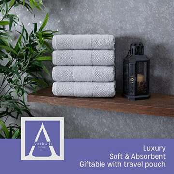 Soft & Fluffy Turkish Hand Towels - 4 Pack - Light Grey