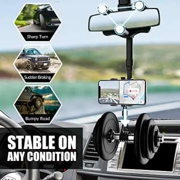 SXhyf Rear View Mirror Phone Holder, 2023 Rotatable and Retractable, Universal Mount, Cell Car Fit for iPhone 11 12 13 14 Pro Max Samsung All Phone