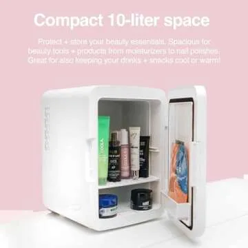 Cooluli Glow 10L Mini Skincare Fridge with Mirror & LED Light - Small Refrigerator for Skin Care, Ma...