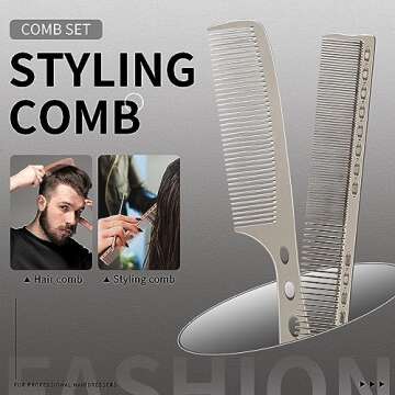 Hair Styling Comb,2PCS Metal Combs For Hair Women,Space Aluminum Stainless Steel Anti-static Sparse ...