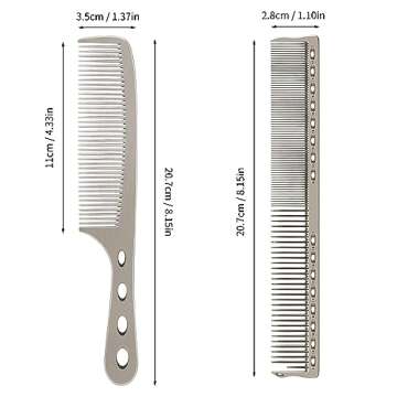 Hair Styling Comb,2PCS Metal Combs For Hair Women,Space Aluminum Stainless Steel Anti-static Sparse Haircut Comb Beauty Tool (Silvery)