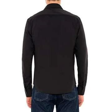 Untucked Shirts for Men Long Sleeve - Dry Fit Untuck Casual Shirt - Slim Fit Black