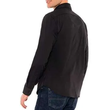Untucked Shirts for Men Long Sleeve - Dry Fit Untuck Casual Shirt - Slim Fit Black