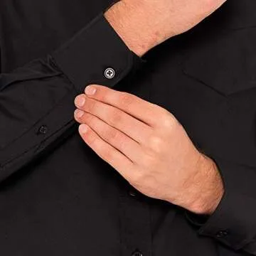 Untucked Shirts for Men Long Sleeve - Dry Fit Untuck Casual Shirt - Slim Fit Black