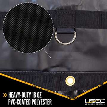 US Cargo Control Heavy-Duty Steel Tarp - 16 Foot x 27 Foot Flatbed Tarp - Black 18 Ounce PVC-Coated ...