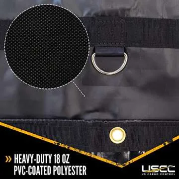 US Cargo Control Heavy-Duty Steel Tarp - 16 Foot x 27 Foot Flatbed Tarp - Black 18 Ounce PVC-Coated ...
