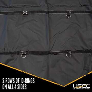 US Cargo Control Heavy-Duty Steel Tarp - 16 Foot x 27 Foot Flatbed Tarp - Black 18 Ounce PVC-Coated Polyester Waterproof Material - Protects Your Flatbed Trailer Cargo from Wind, Snow, Rain, and Sun