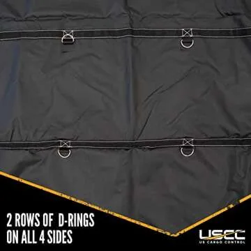 US Cargo Control Heavy-Duty Steel Tarp - 16 Foot x 27 Foot Flatbed Tarp - Black 18 Ounce PVC-Coated Polyester Waterproof Material - Protects Your Flatbed Trailer Cargo from Wind, Snow, Rain, and Sun