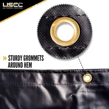 US Cargo Control Heavy-Duty Steel Tarp - 16 Foot x 27 Foot Flatbed Tarp - Black 18 Ounce PVC-Coated Polyester Waterproof Material - Protects Your Flatbed Trailer Cargo from Wind, Snow, Rain, and Sun