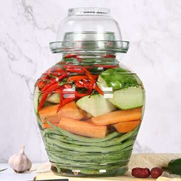 Aosnttol 2.5 Liter Canning Jar Pickle Jar Glass Jar with Lid, Fermentation Kombucha Jar Crock with W...
