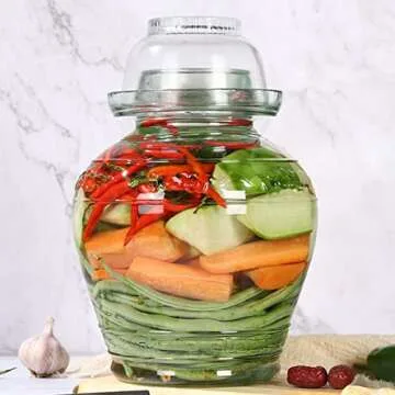 Aosnttol 2.5 Liter Canning Jar Pickle Jar Glass Jar with Lid, Fermentation Kombucha Jar Crock with W...