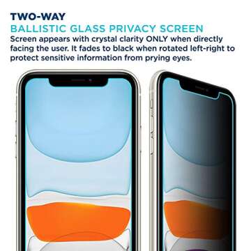 Tech Armor Privacy Ballistic Glass Screen Protector Designed for New Apple iPhone 11 and iPhone Xr 6...