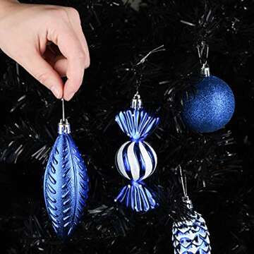 PREXTEX 24-Piece Blue Christmas Tree Ball Ornaments Set - Shatterproof Royal Blue Christmas Decorati...