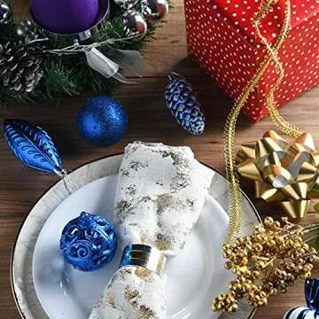 PREXTEX Blue 24-Piece Christmas Ornaments Set for Holiday Decor